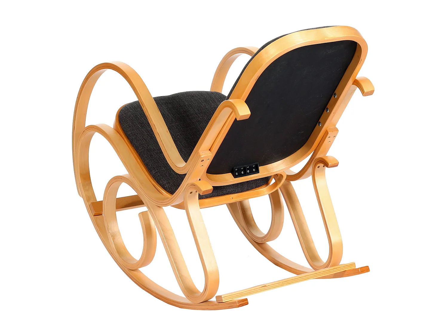 Fauteuil à bascule Gallarate,  aspect chêne, tissu/textile gris anthracite