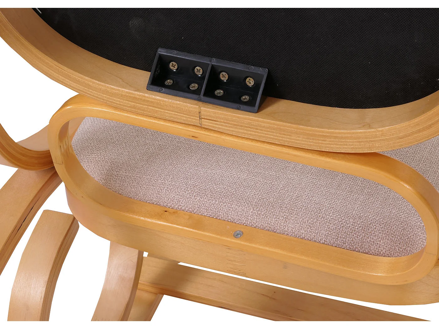 Fauteuil à bascule Gallarate,  imitation chêne, tissu beige