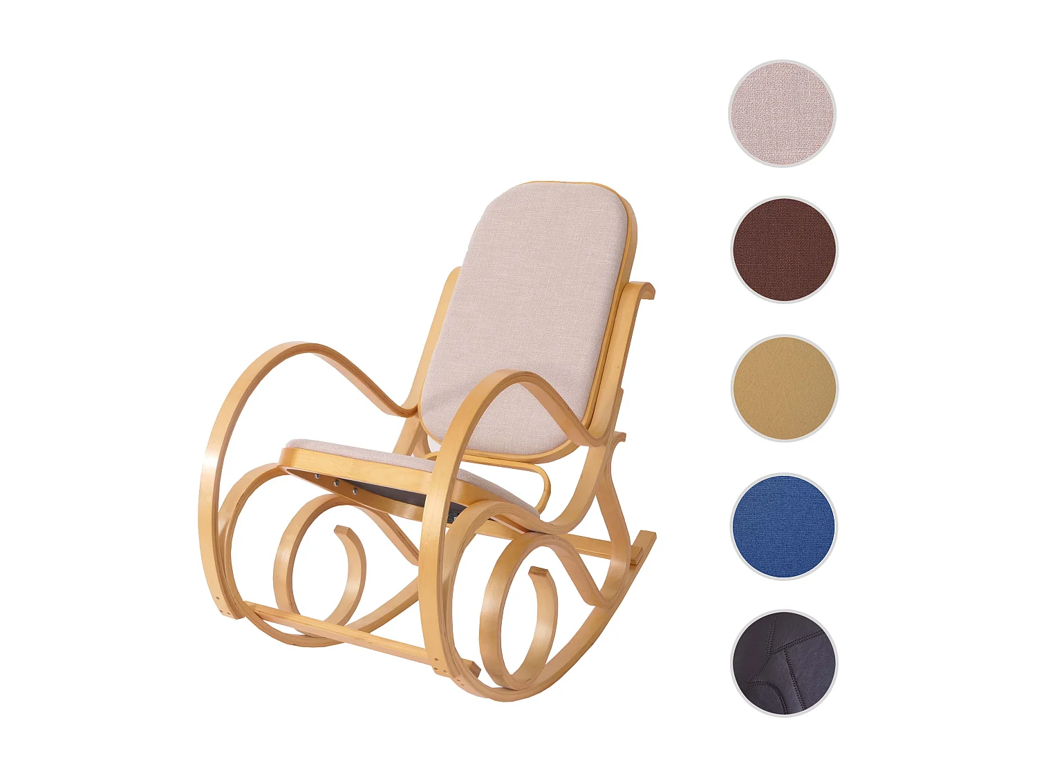 Fauteuil à bascule Gallarate,  imitation chêne, tissu beige