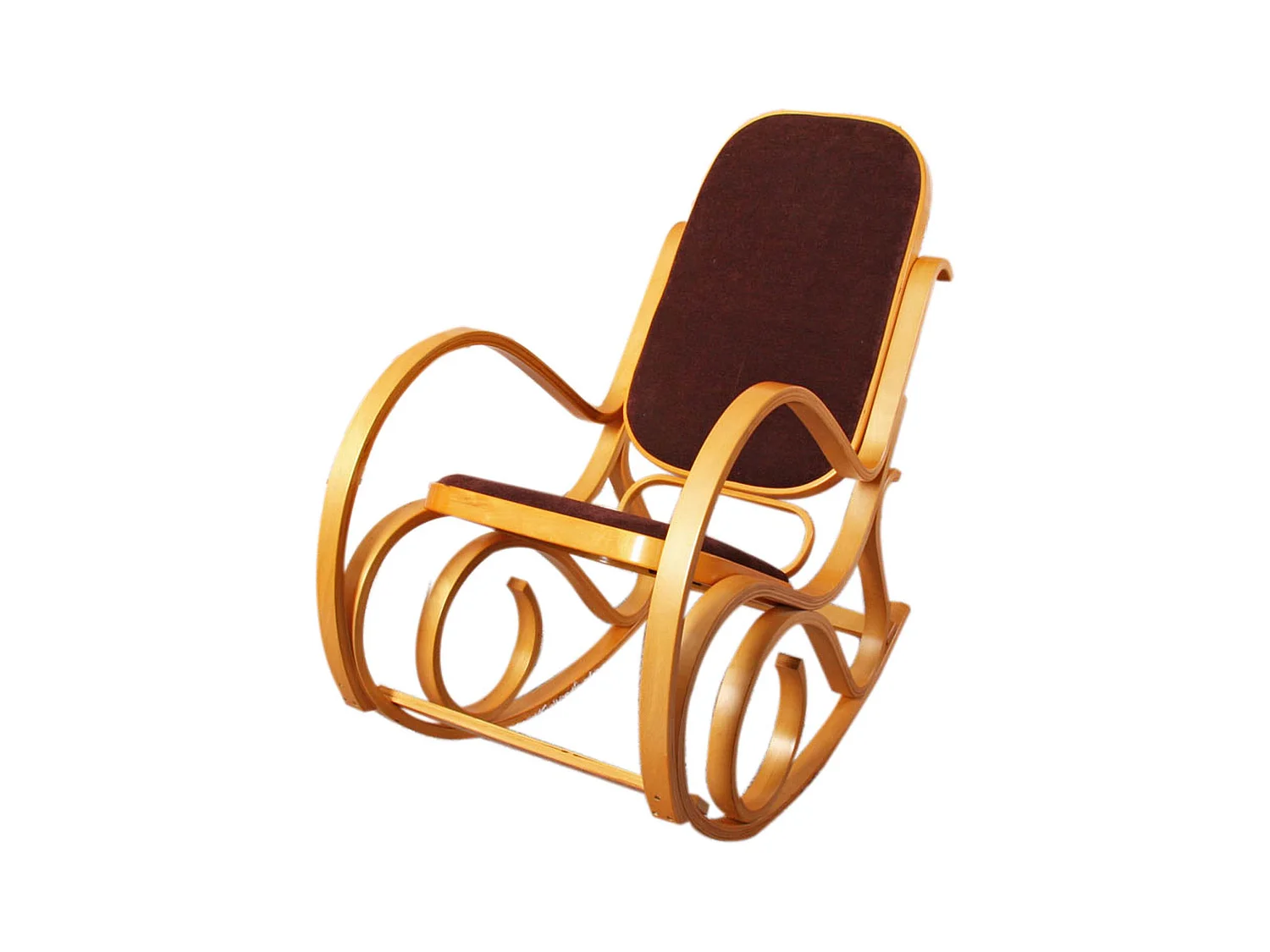 Fauteuil à bascule Gallarate,  imitation chêne, tissu marron