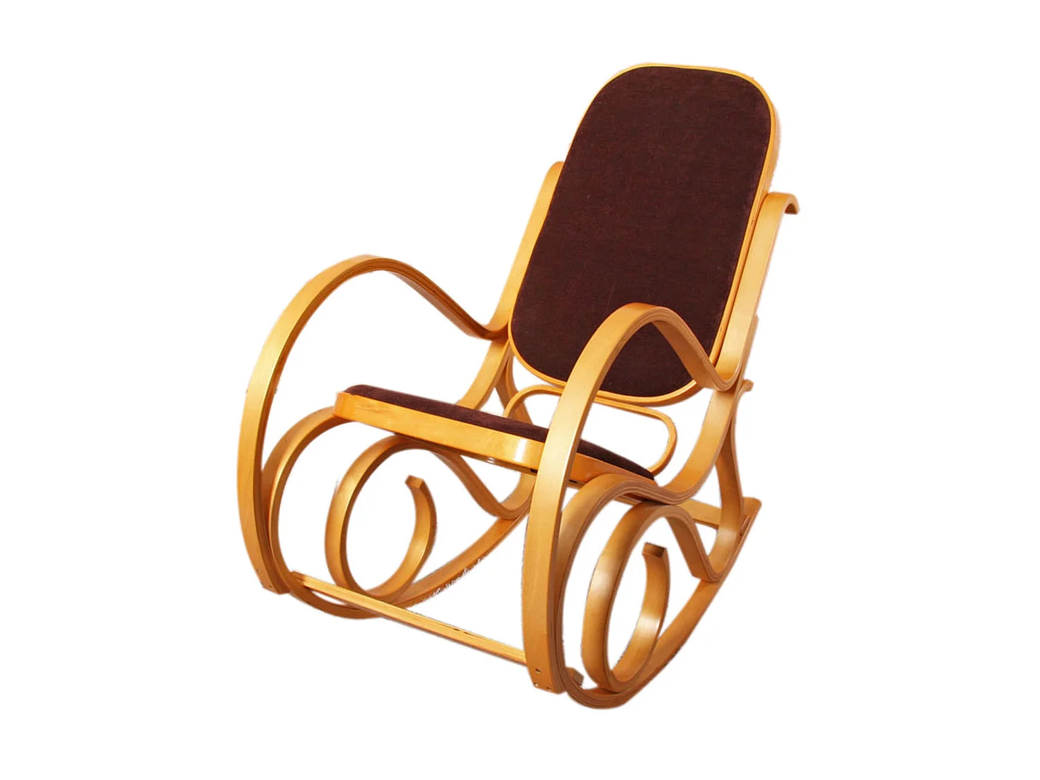 Schommelstoel Gallarate,  eiken look, stof/textiel donkerbruin