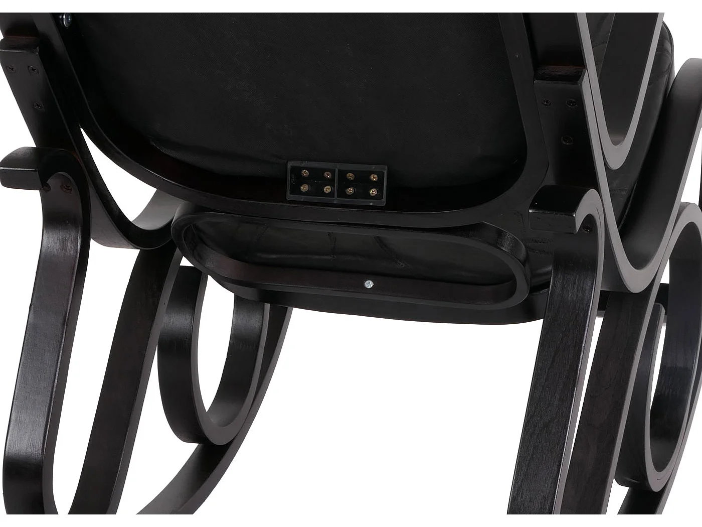 Schommelstoel Gallarate,  walnoot look, patchwork leer zwart