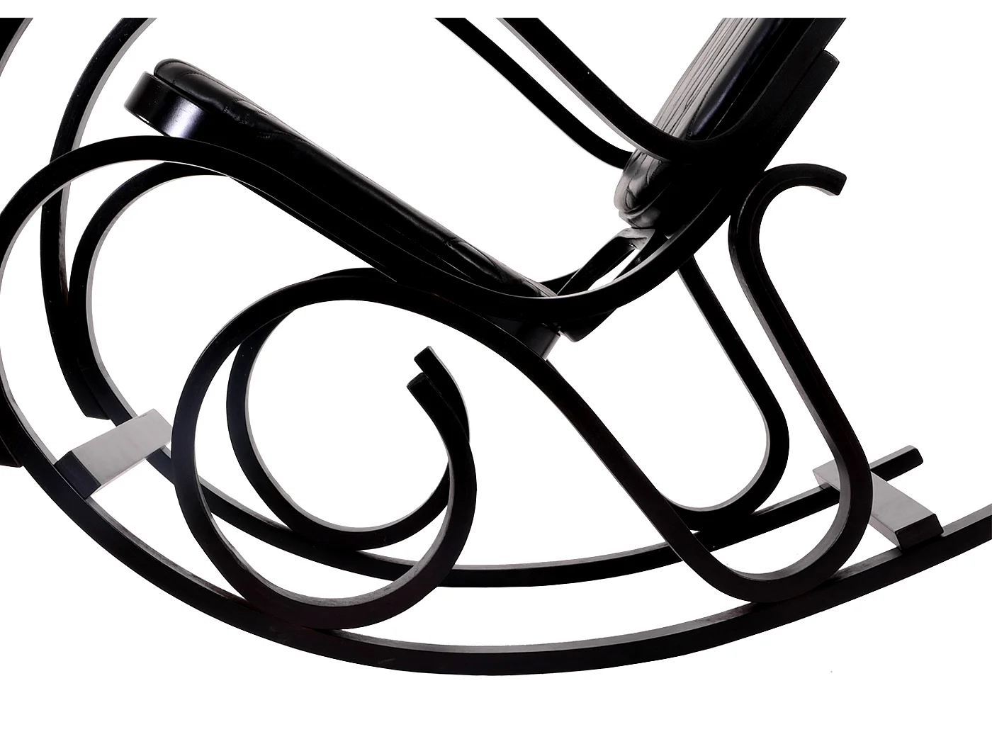 Fauteuil à bascule Gallarate,  imitation noyer, cuir Patchwork, noir