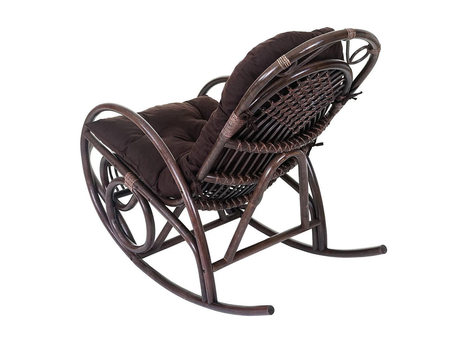 Cadeira de baloiço MCW-C40 Rattan,  almofada castanha