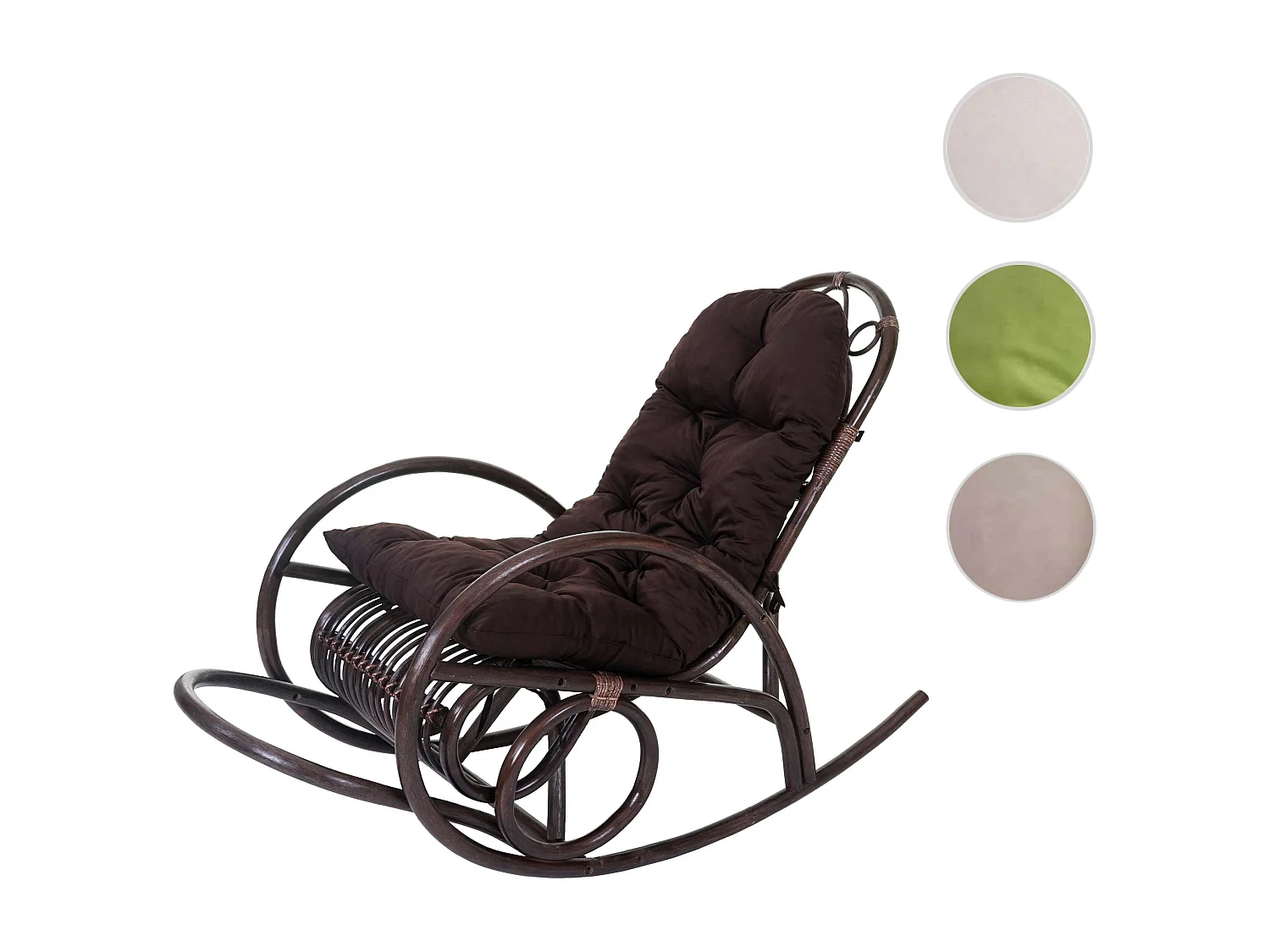 Fauteuil à bascule MCW-C40 Rattan,  coussin marron