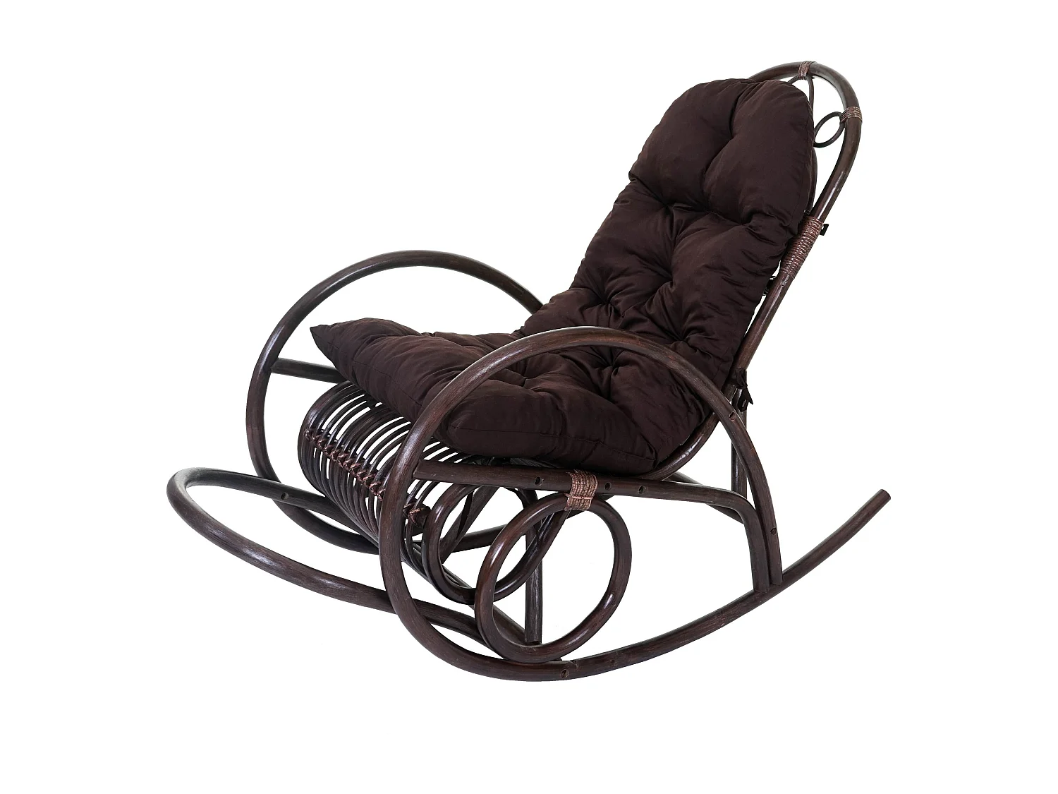 Schaukelstuhl MCW-C40 Rattan, Auflage braun