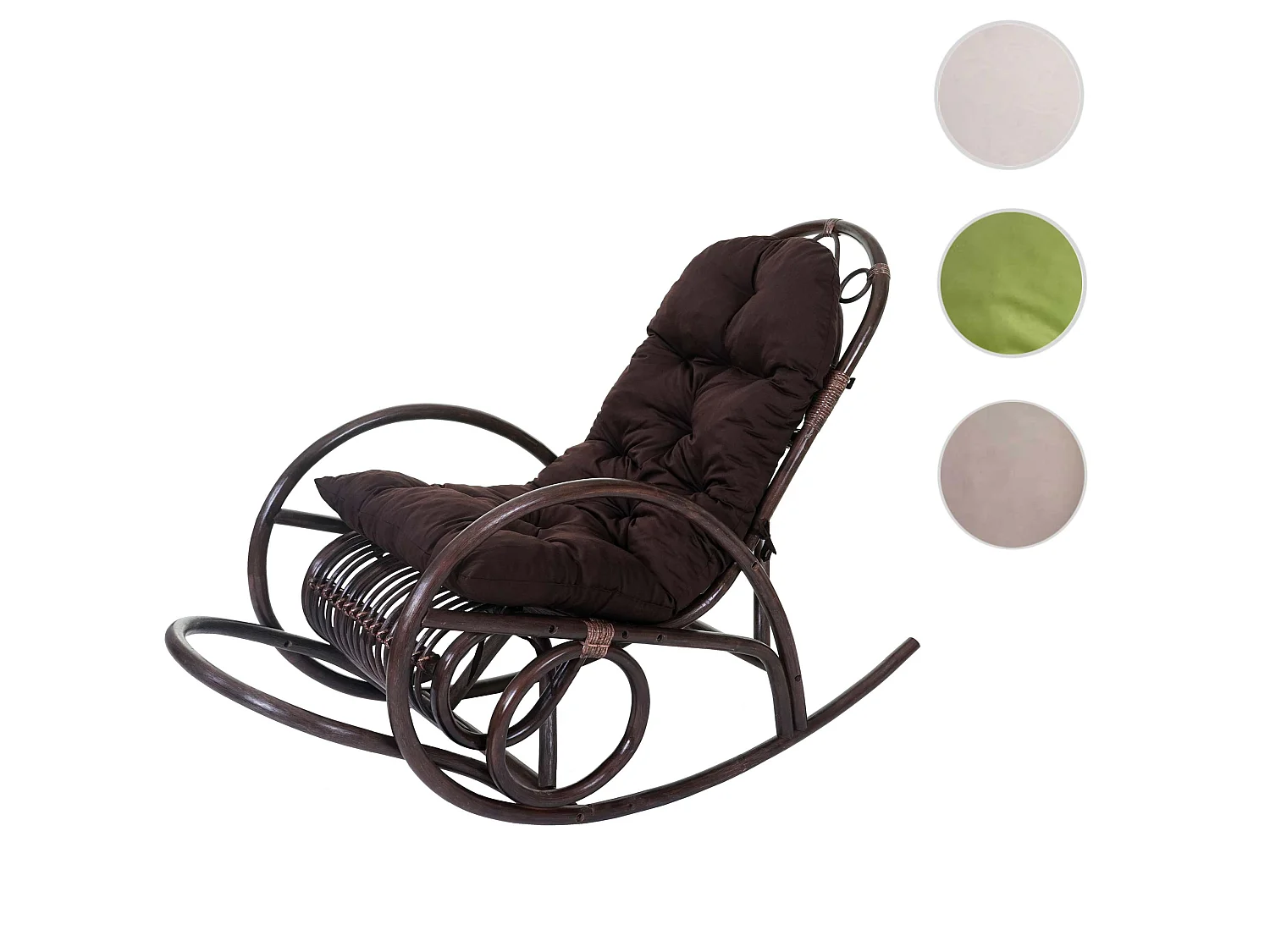 Schaukelstuhl MCW-C40 Rattan, Auflage braun