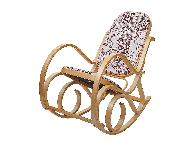 Schommelstoel Gallarate,  eiken look, stof/textiel jacquard bruin