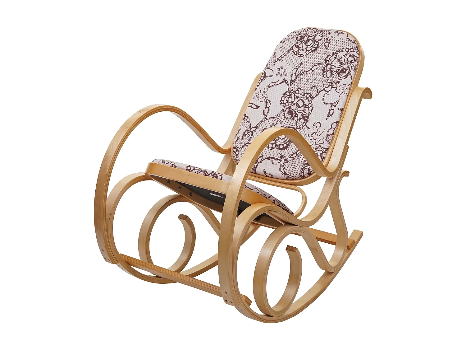 Schommelstoel Gallarate,  eiken look, stof/textiel jacquard bruin