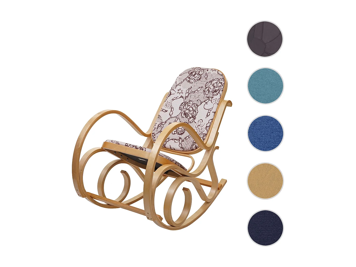 Schommelstoel Gallarate,  eiken look, stof/textiel jacquard bruin