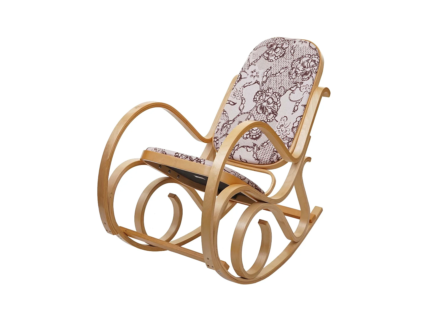 Fauteuil à bascule Gallarate,  aspect chêne, tissu/textile jacquard marron