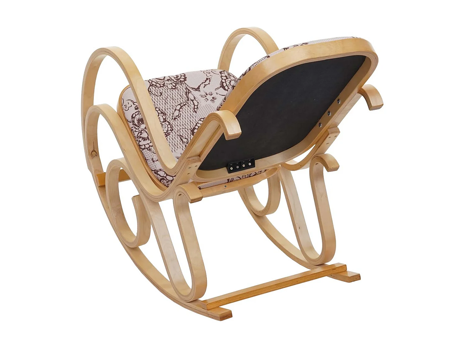 Fauteuil à bascule Gallarate,  aspect chêne, tissu/textile jacquard marron