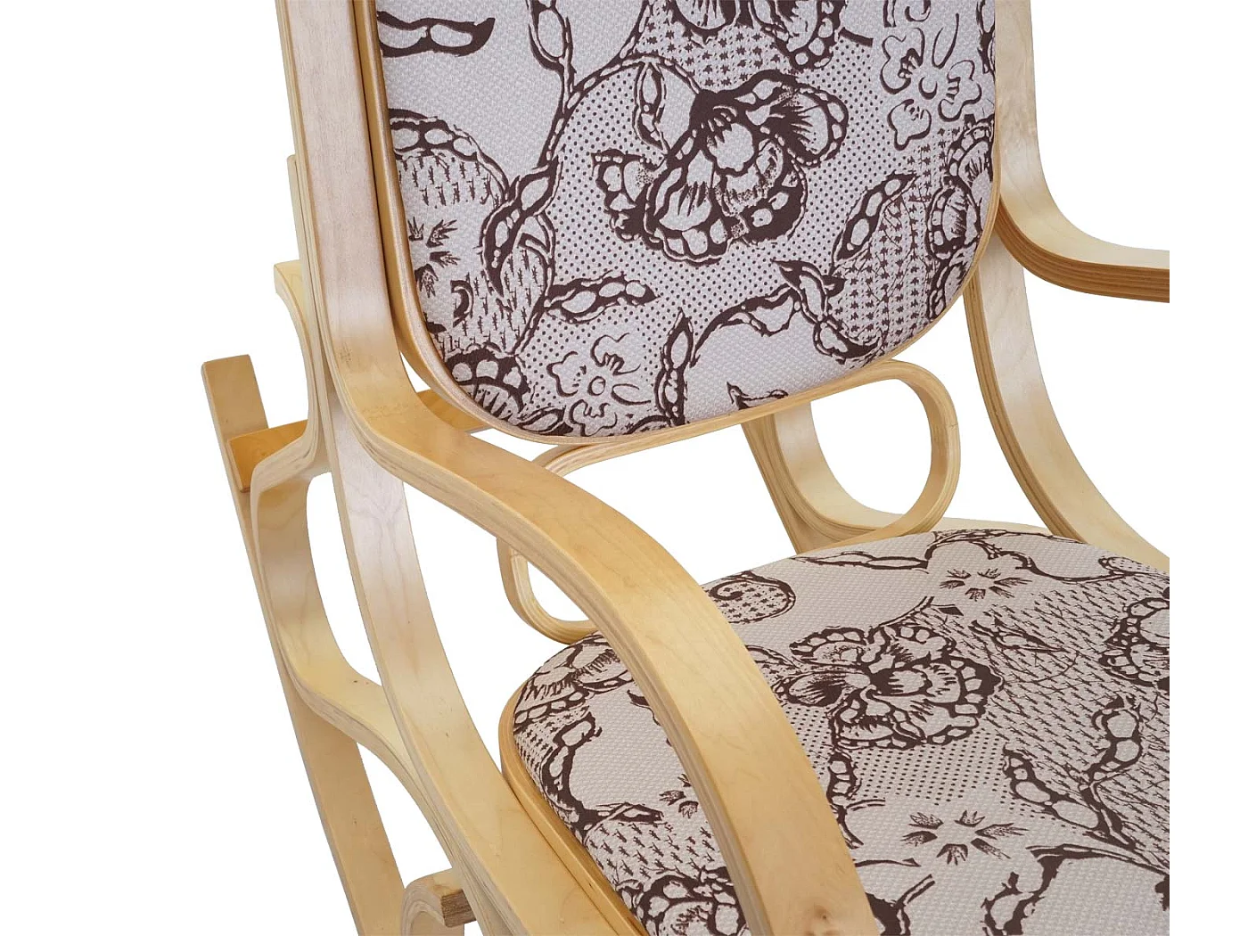 Fauteuil à bascule Gallarate,  aspect chêne, tissu/textile jacquard marron