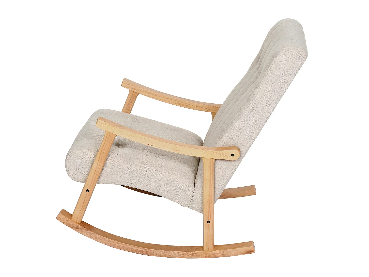 Fauteuil à bascule MCW-K10,  Tissu/Textile crème, piétement marron