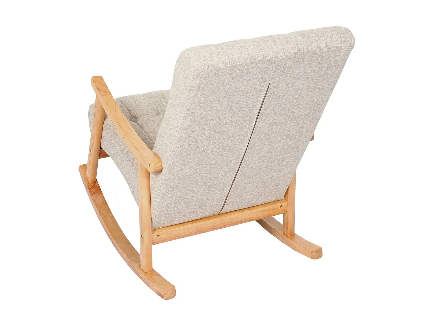 Fauteuil à bascule MCW-K10,  Tissu/Textile crème, piétement marron