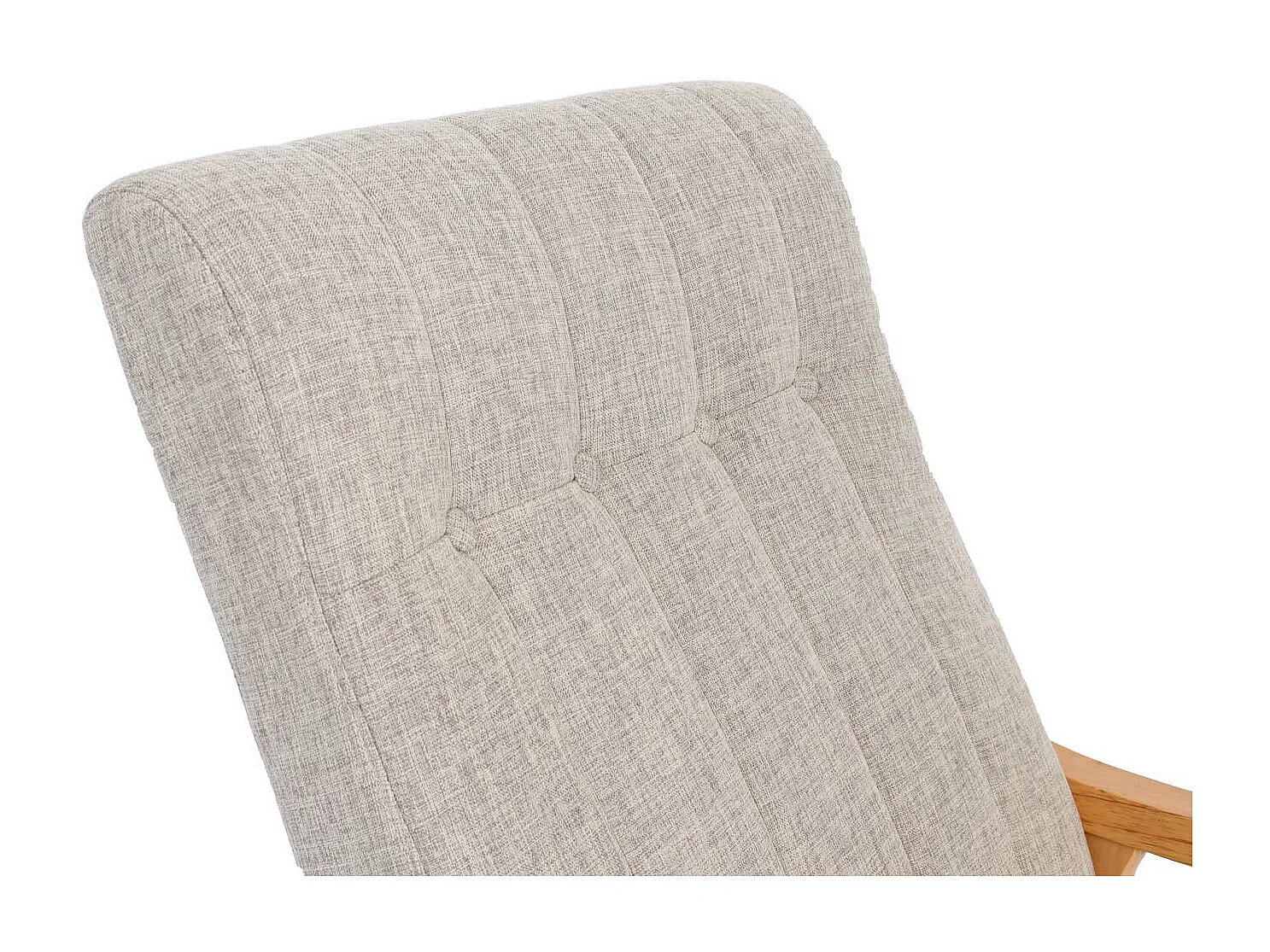 Fauteuil à bascule MCW-K10,  Tissu/Textile crème, piétement marron