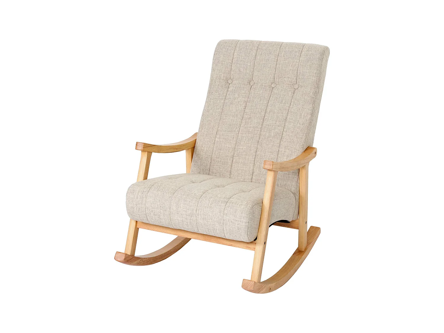 Fauteuil à bascule MCW-K10,  Tissu/Textile crème, piétement marron