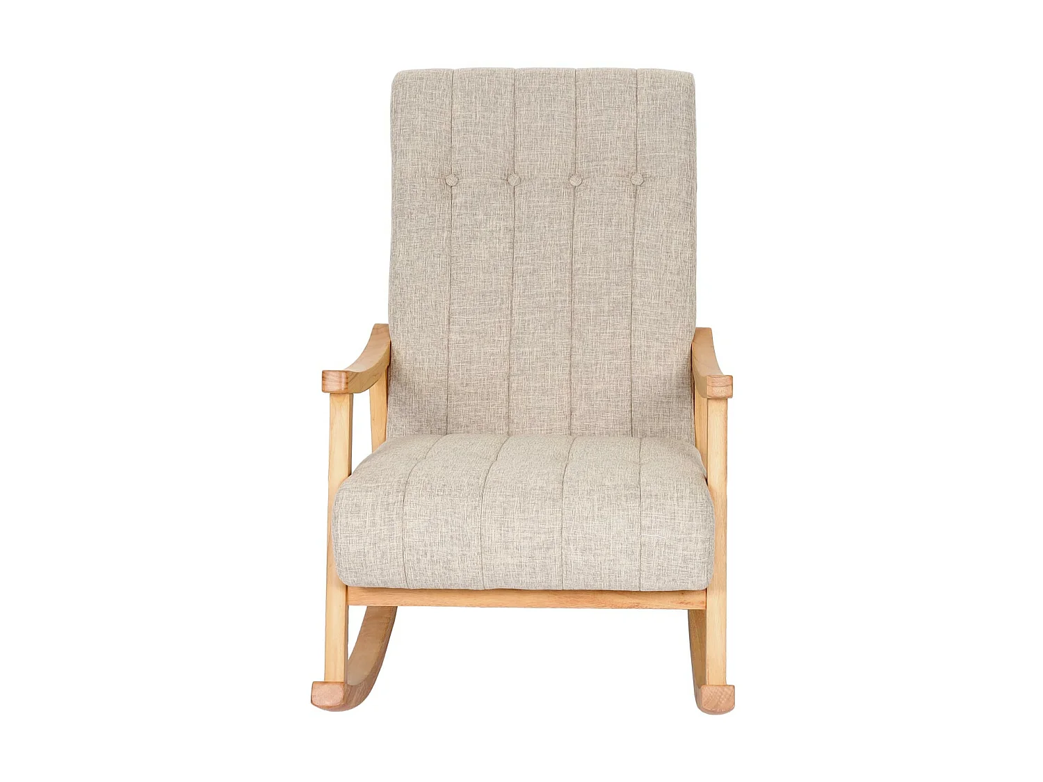 Fauteuil à bascule MCW-K10,  Tissu/Textile crème, piétement marron