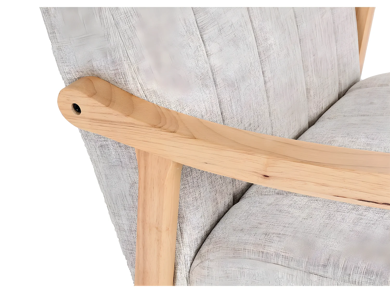 Fauteuil à bascule MCW-K10,  Tissu/Textile crème, piétement marron