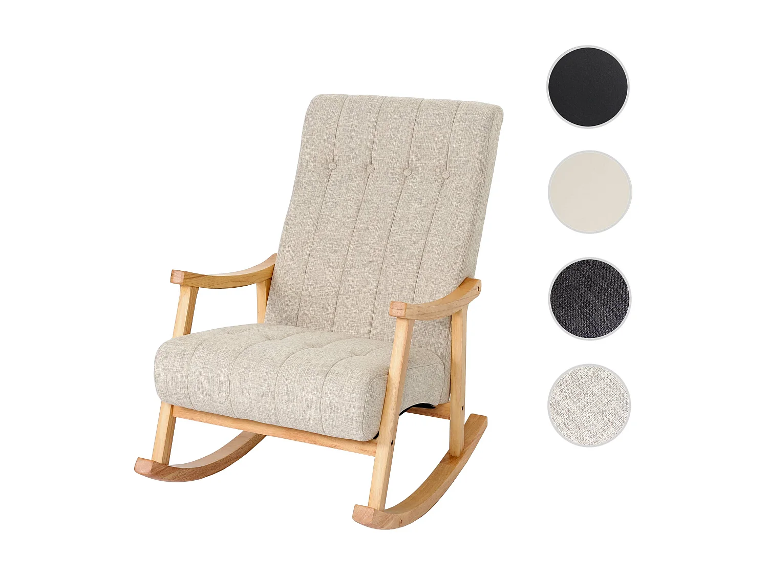 Fauteuil à bascule MCW-K10,  Tissu/Textile crème, piétement marron