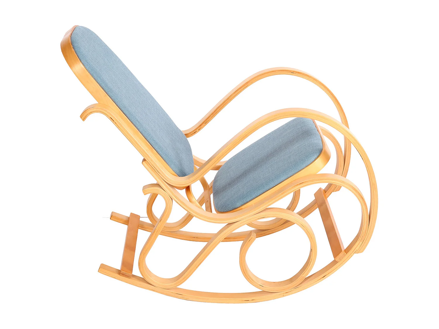 Schaukelstuhl Gallarate, Eiche-Optik, Stoff/Textil blau