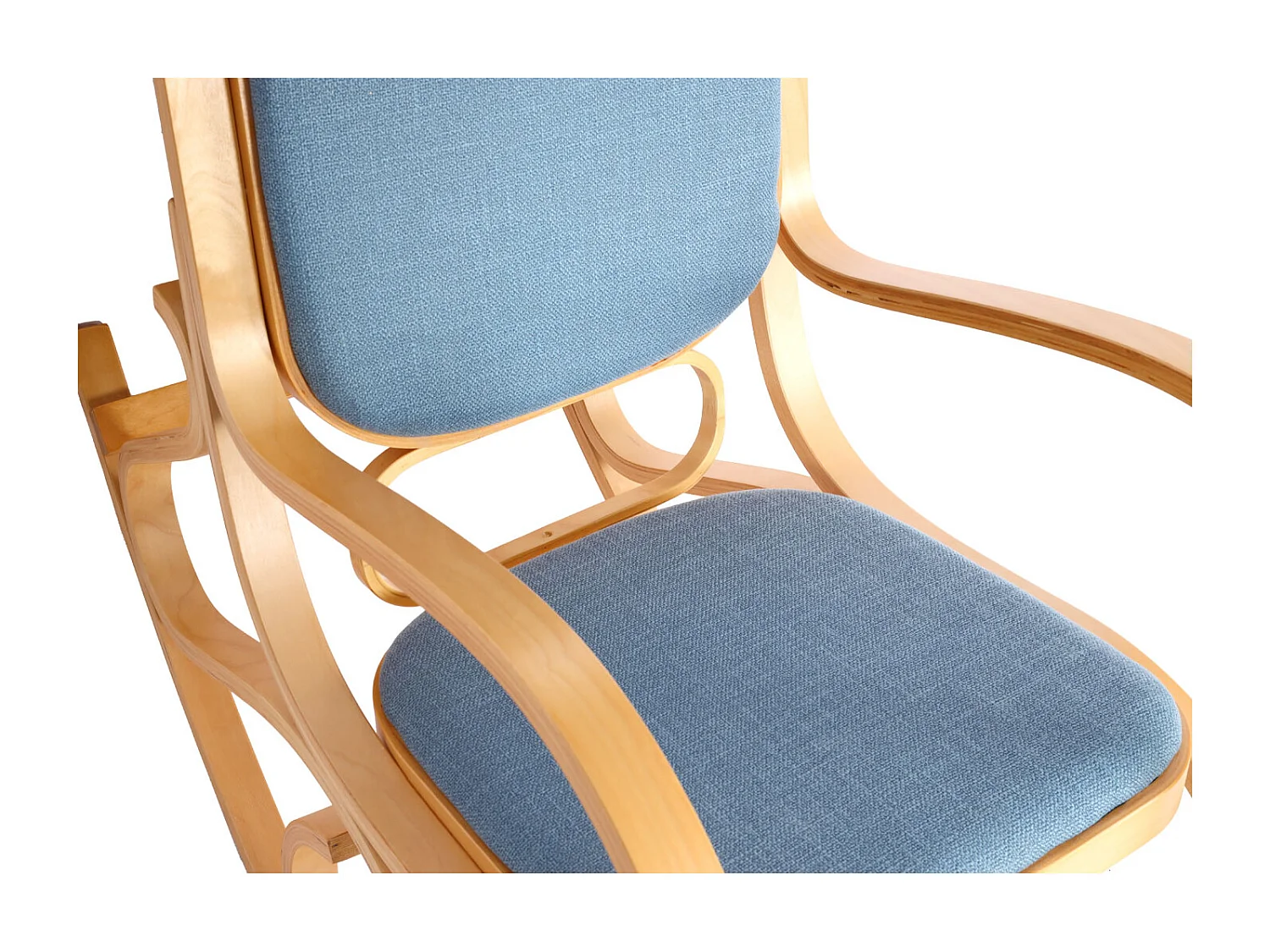 Schaukelstuhl Gallarate, Eiche-Optik, Stoff/Textil blau