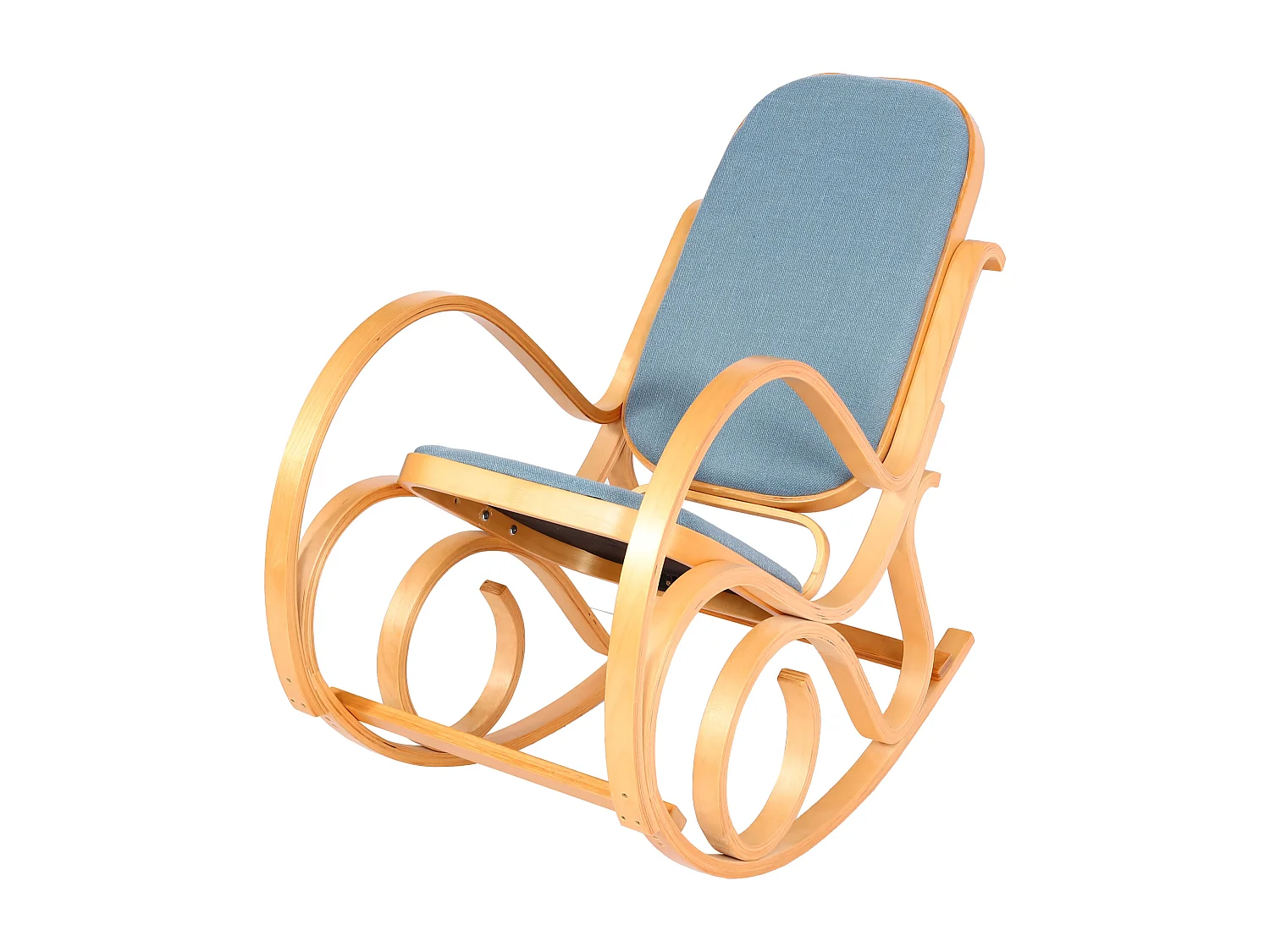 Fauteuil à bascule Gallarate,  aspect chêne, bleu