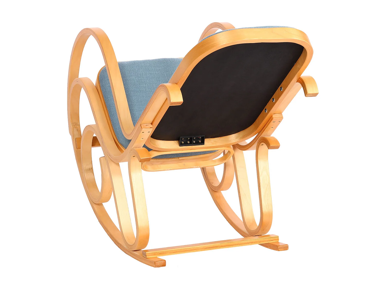 Fauteuil à bascule Gallarate,  aspect chêne, bleu