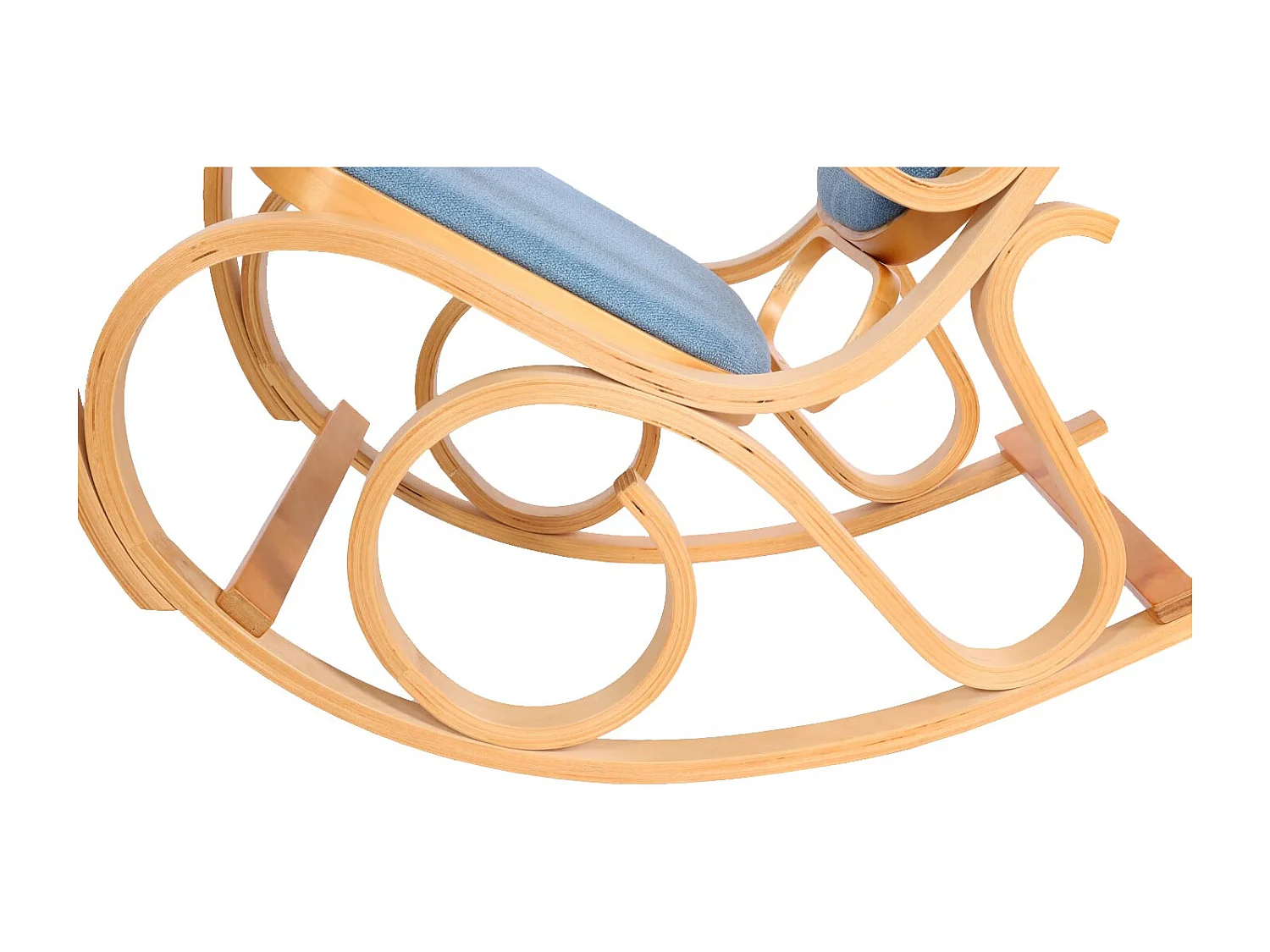 Fauteuil à bascule Gallarate,  aspect chêne, bleu