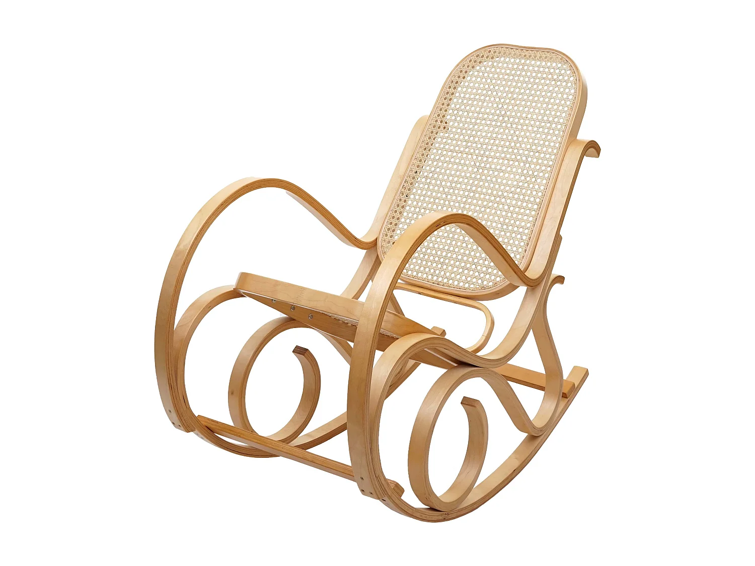 Fauteuil à bascule Gallarate Rattan,  aspect chêne
