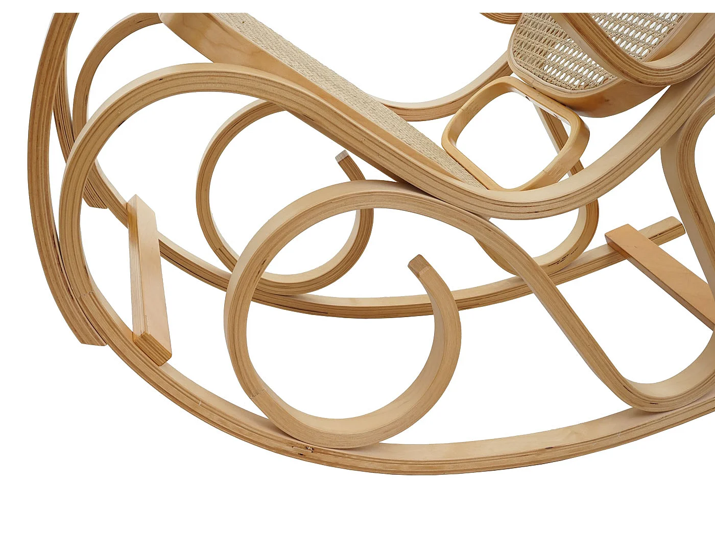 Fauteuil à bascule Gallarate Rattan,  aspect chêne