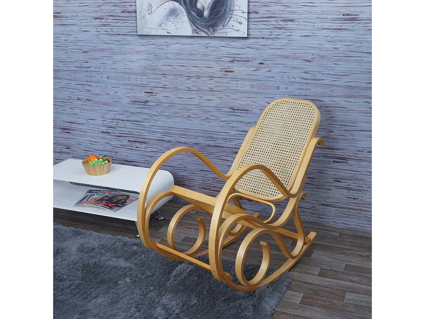 Schommelstoel Gallarate rotan,  eikenlook