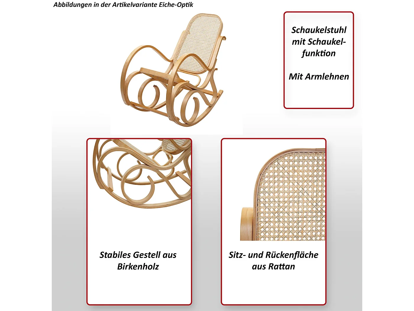 Schommelstoel Gallarate rotan,  eikenlook