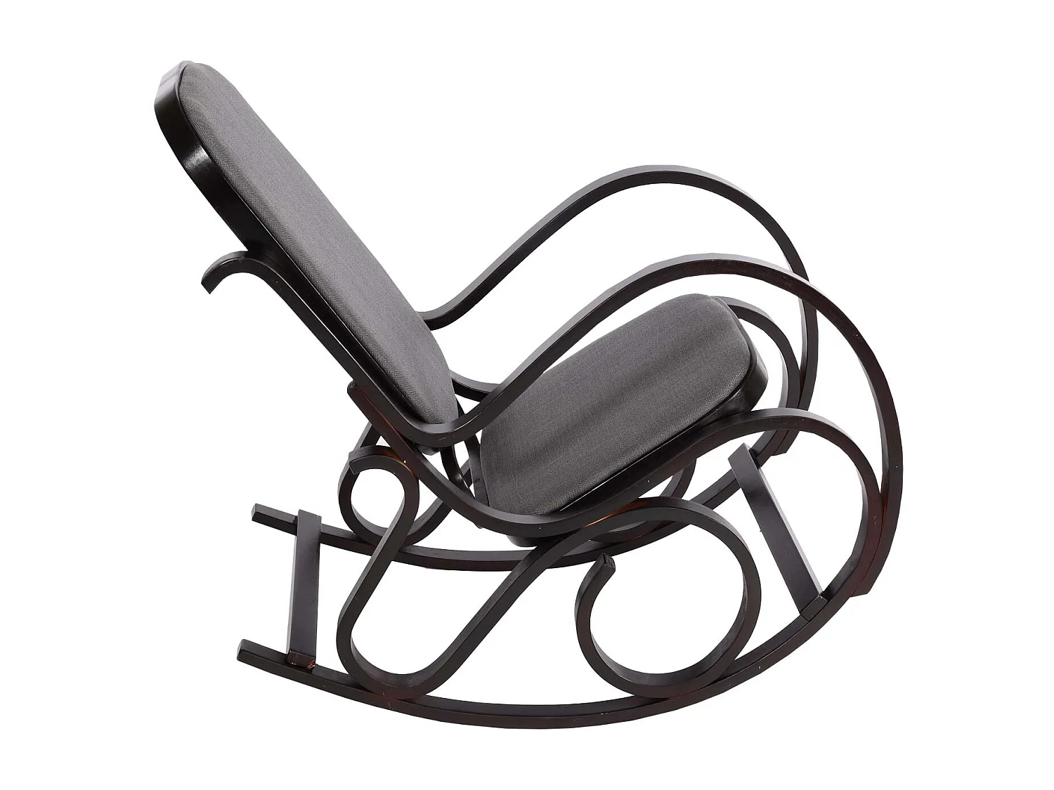 Fauteuil à bascule Gallarate,  Aspect noyer, tissu/textile gris anthracite