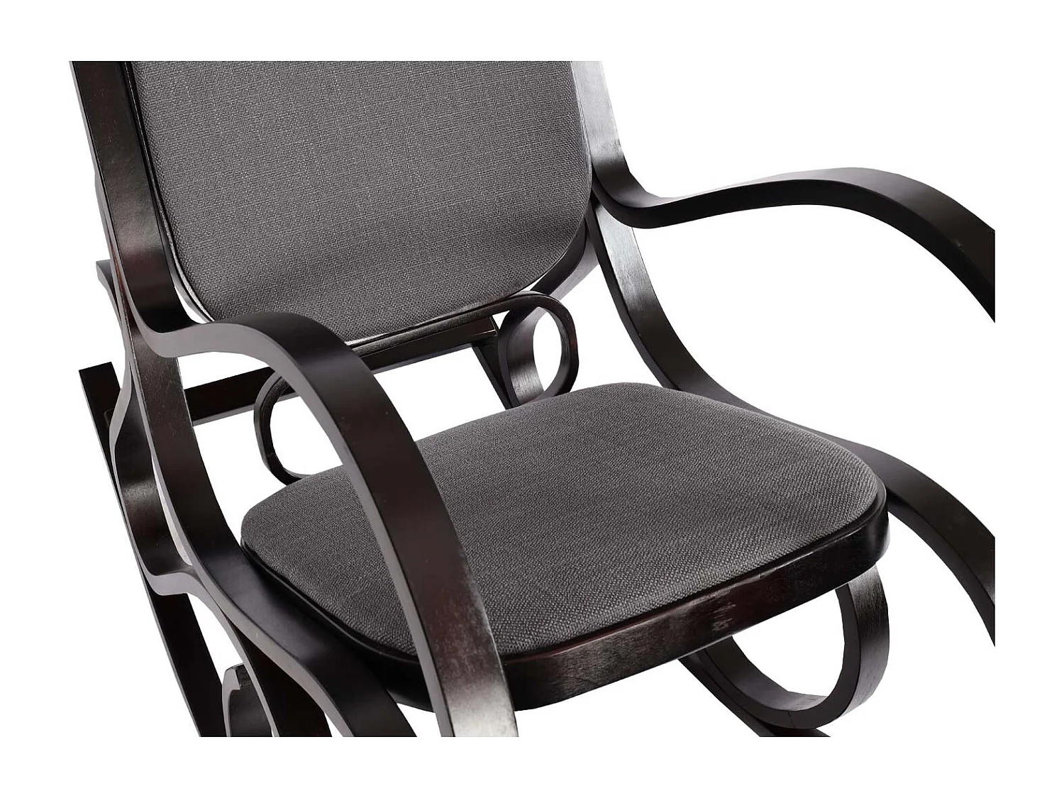 Fauteuil à bascule Gallarate,  Aspect noyer, tissu/textile gris anthracite