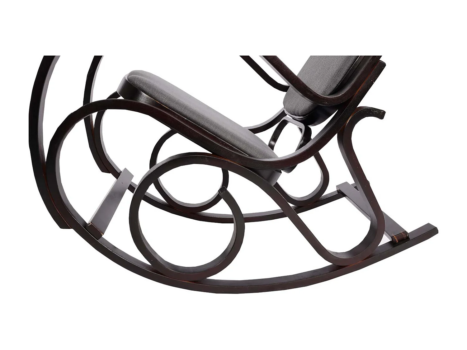 Fauteuil à bascule Gallarate,  Aspect noyer, tissu/textile gris anthracite