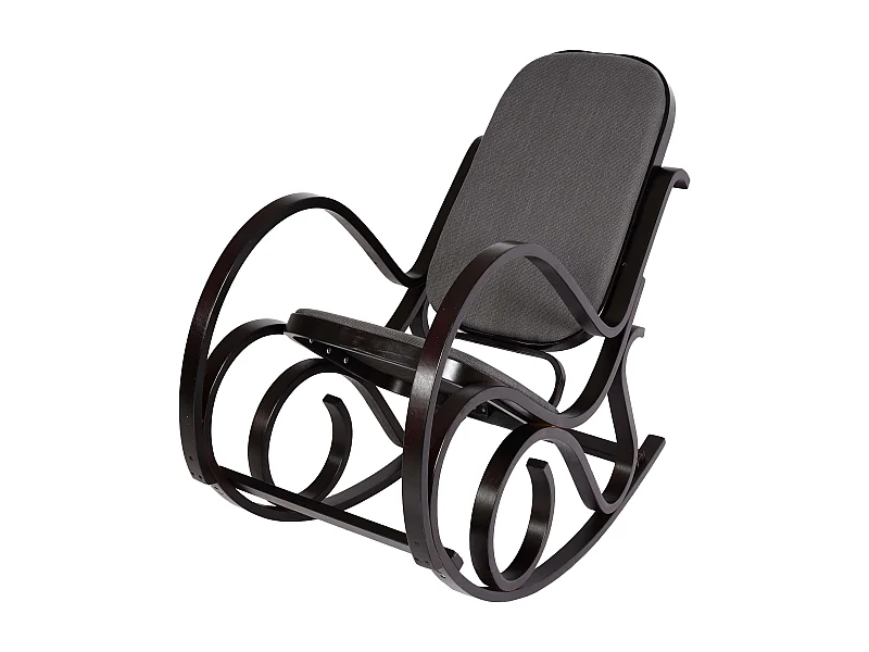 Fauteuil à bascule Gallarate,  Aspect noyer, tissu/textile gris anthracite