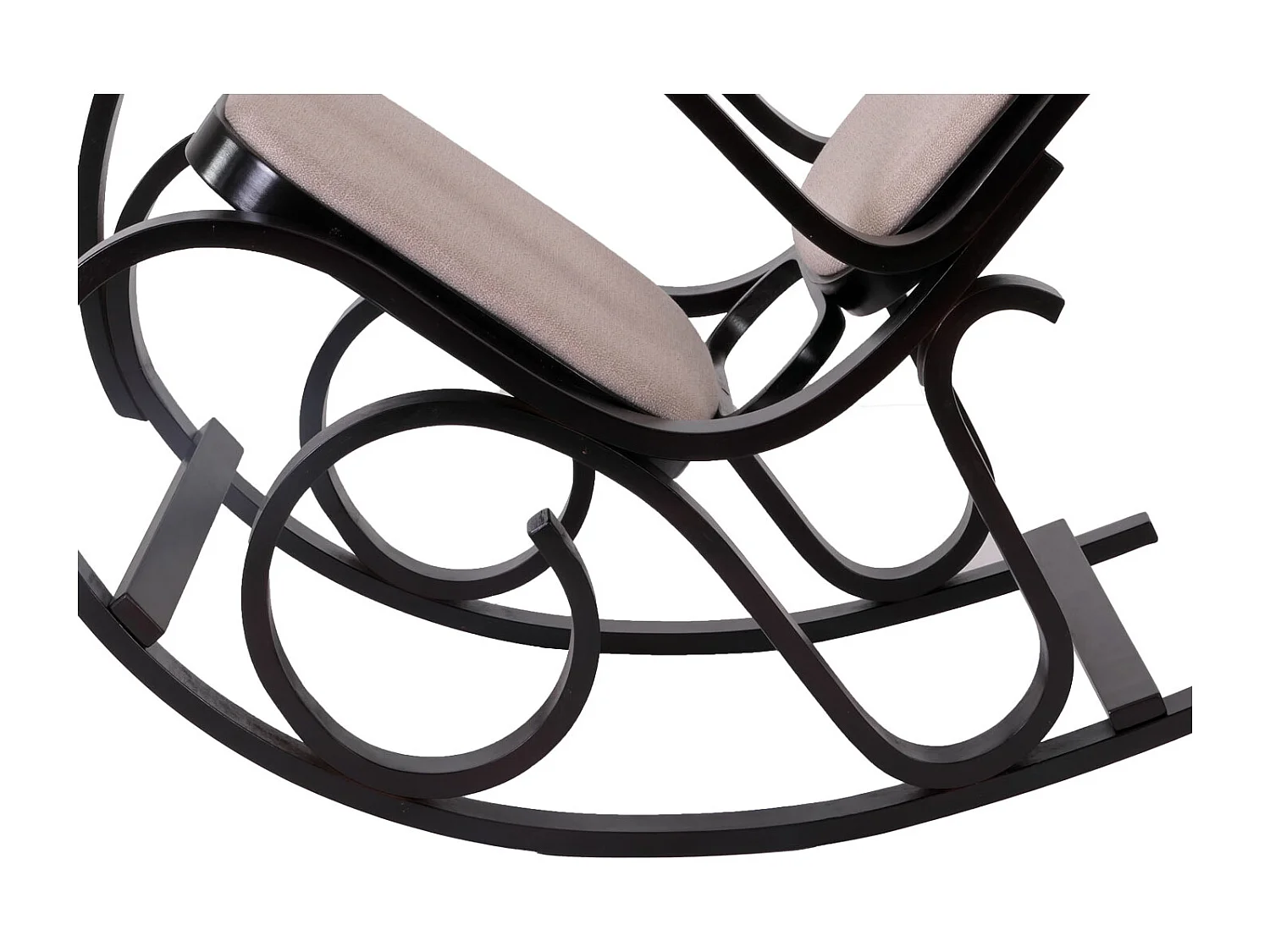 Fauteuil à bascule Gallarate,  imitation noyer, tissu beige