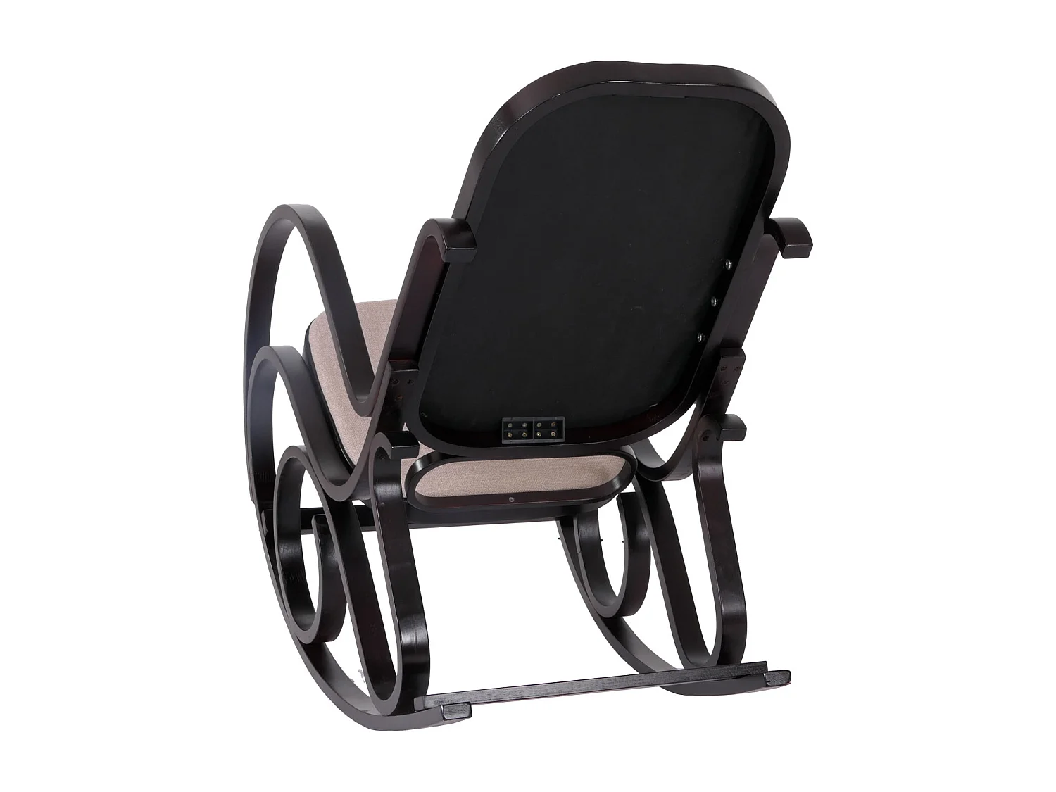 Fauteuil à bascule Gallarate,  imitation noyer, tissu beige