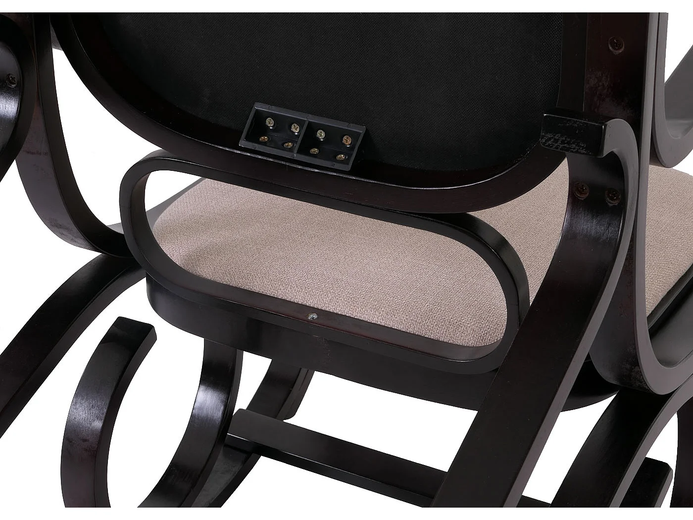 Fauteuil à bascule Gallarate,  imitation noyer, tissu beige