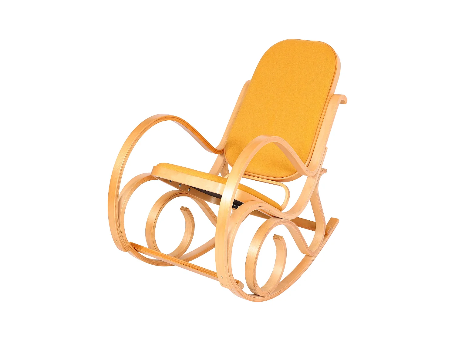 Fauteuil à bascule Gallarate,  aspect chêne, jaune