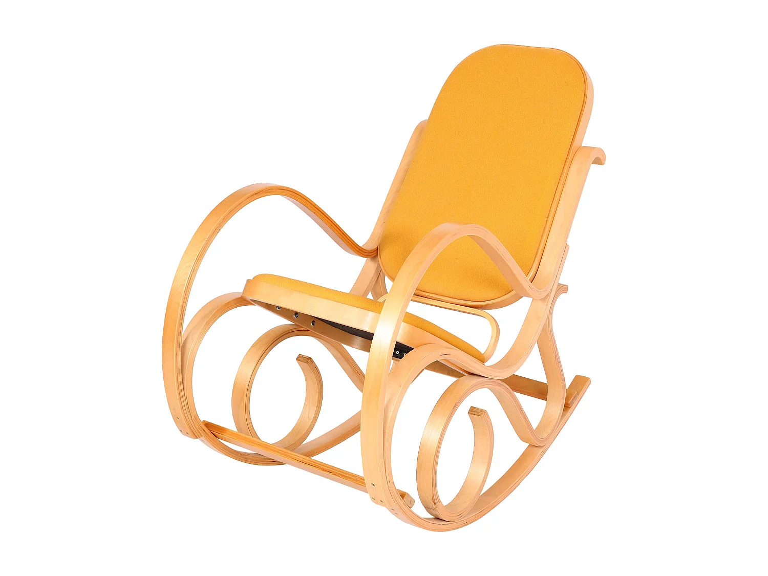 Fauteuil à bascule Gallarate,  aspect chêne, jaune