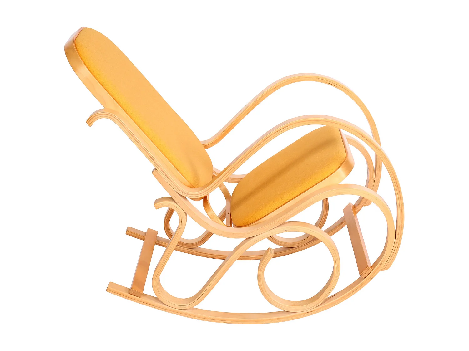 Fauteuil à bascule Gallarate,  aspect chêne, jaune