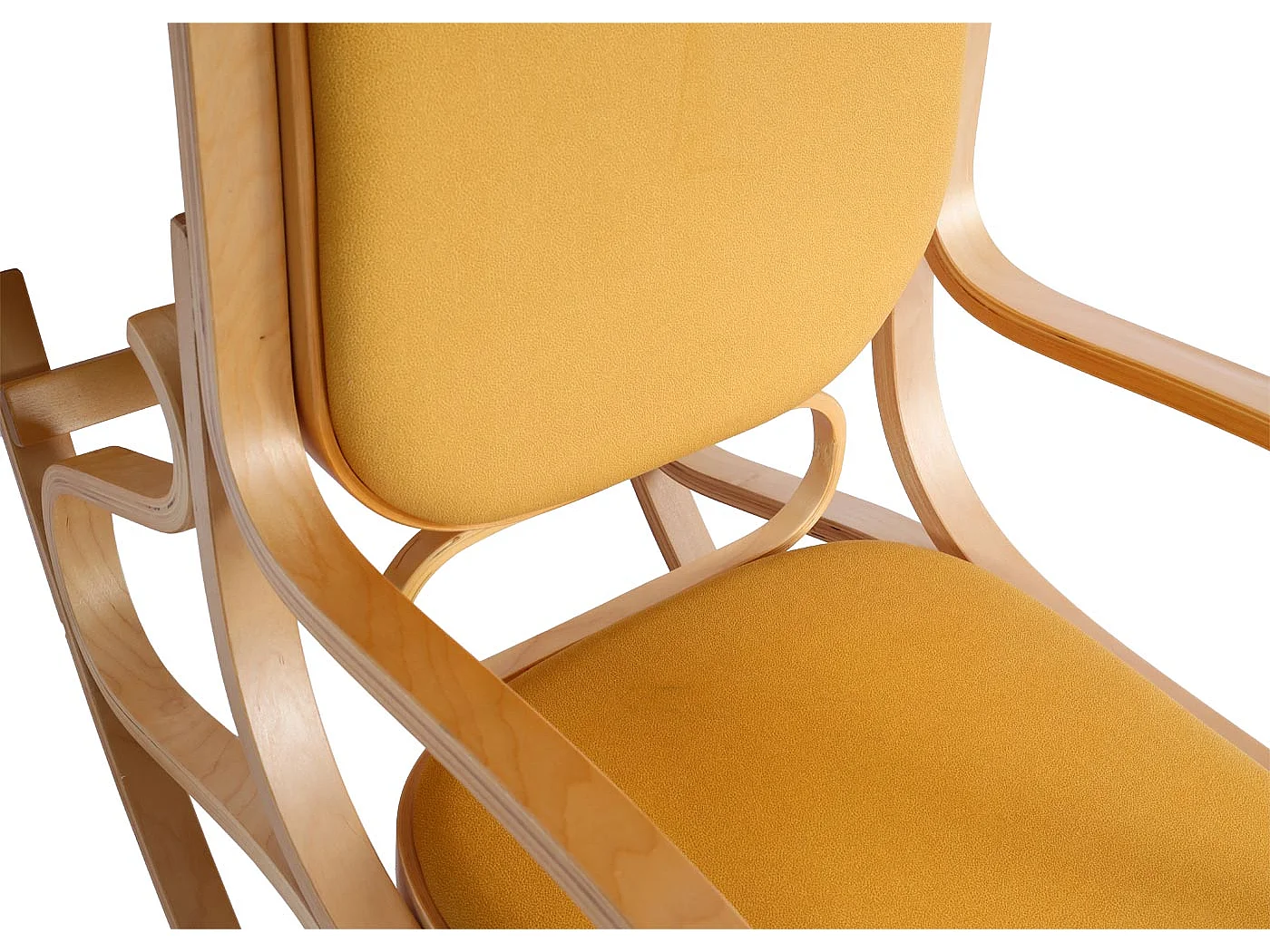 Fauteuil à bascule Gallarate,  aspect chêne, jaune