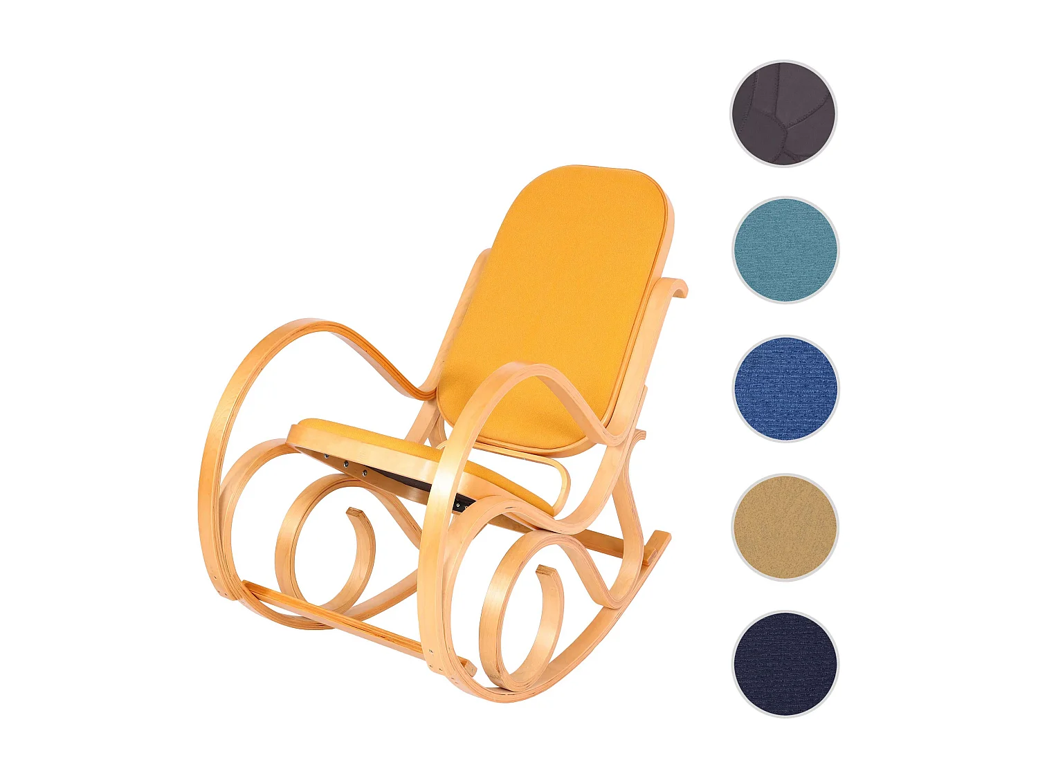 Fauteuil à bascule Gallarate,  aspect chêne, jaune