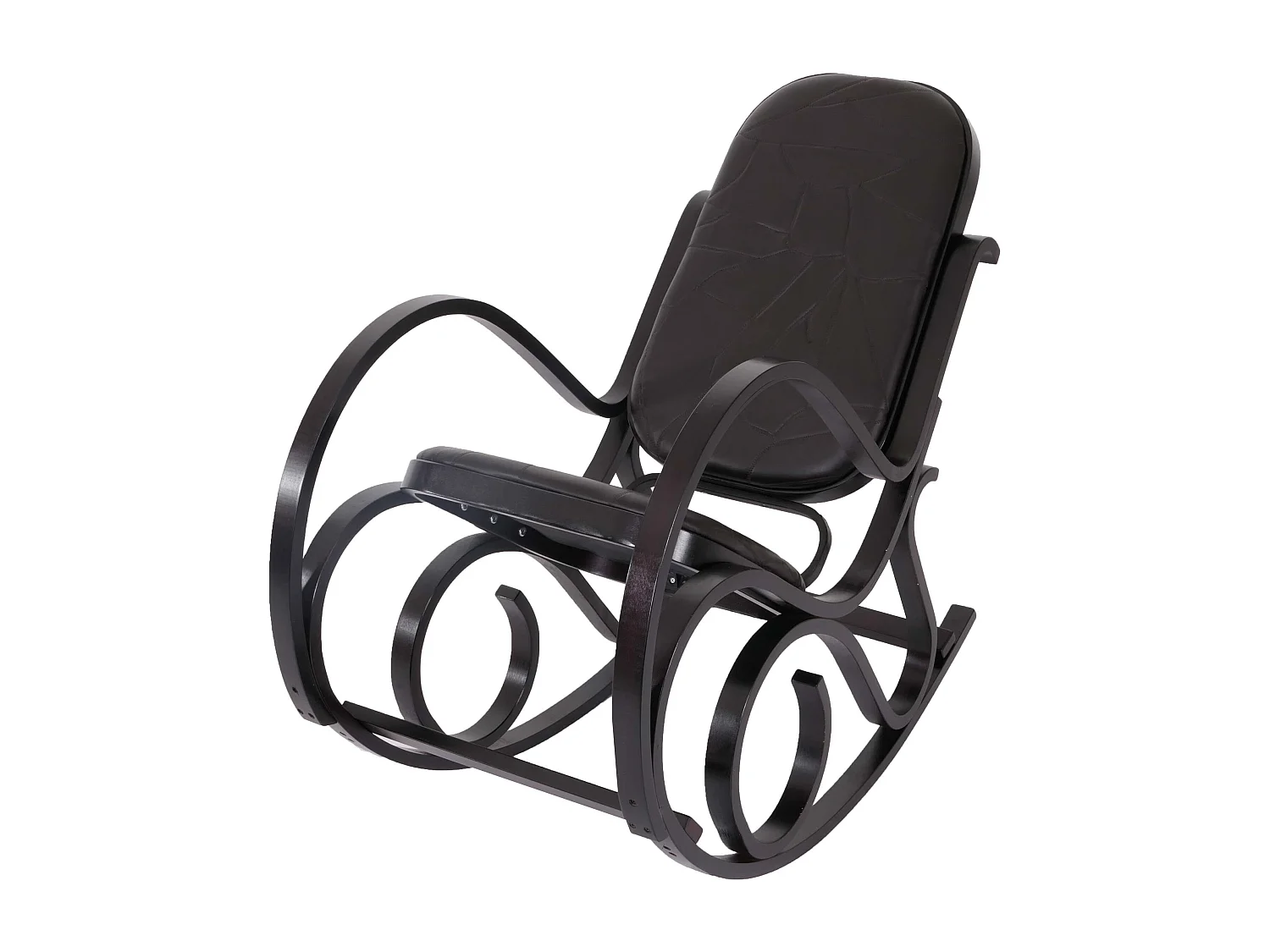 Schommelstoel Gallarate,  walnoot look, bruin patchwork leer