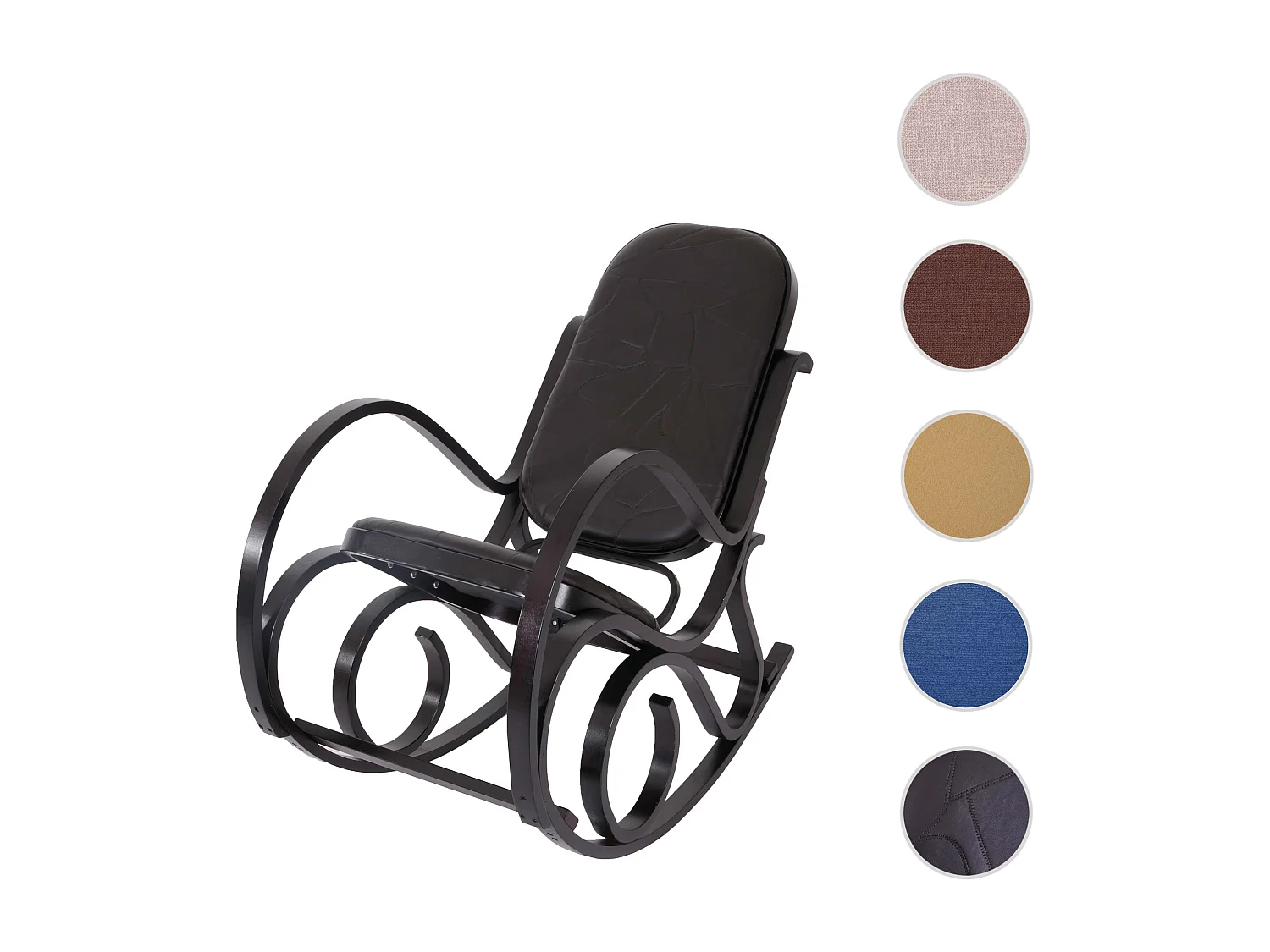 Schommelstoel Gallarate,  walnoot look, bruin patchwork leer