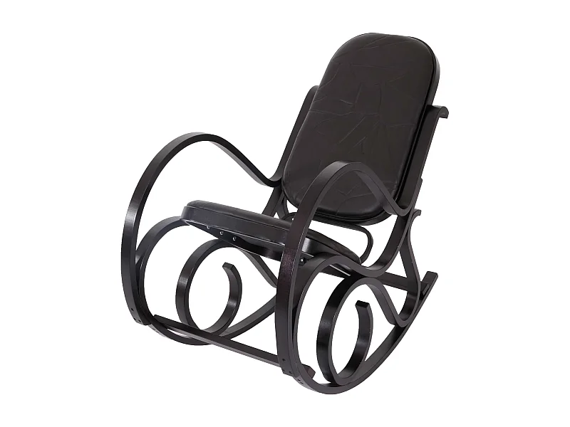 Schommelstoel Gallarate,  walnoot look, bruin patchwork leer