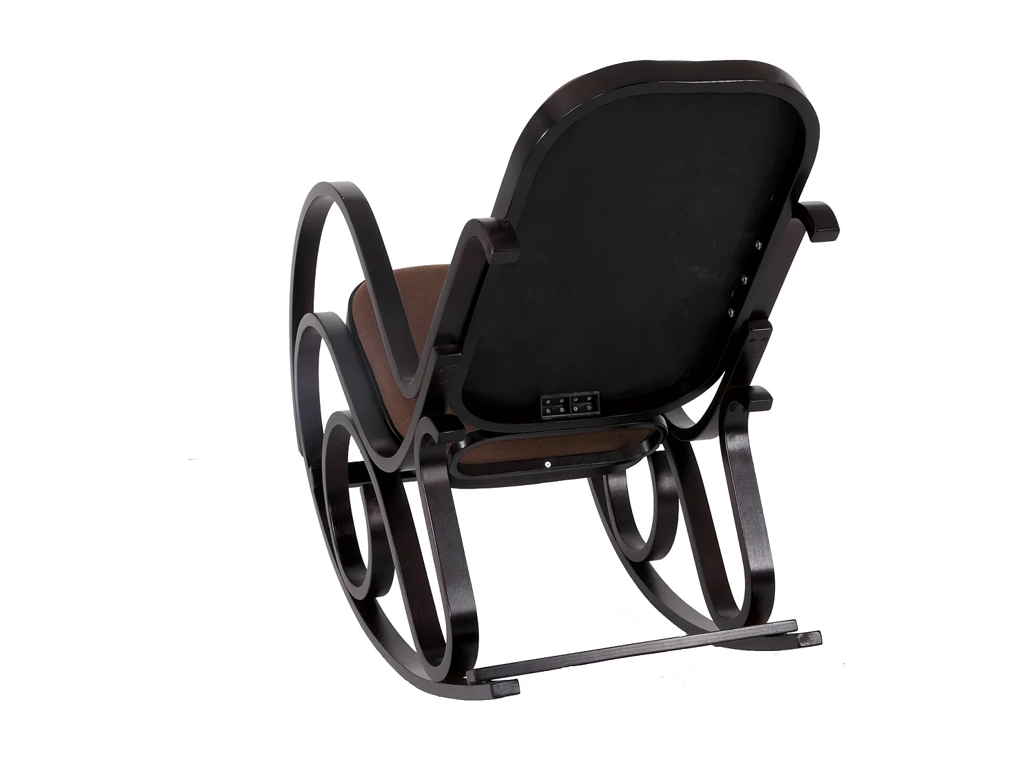 Sedia a dondolo classica elegante M41 legno scuro seduta tessuto marrone