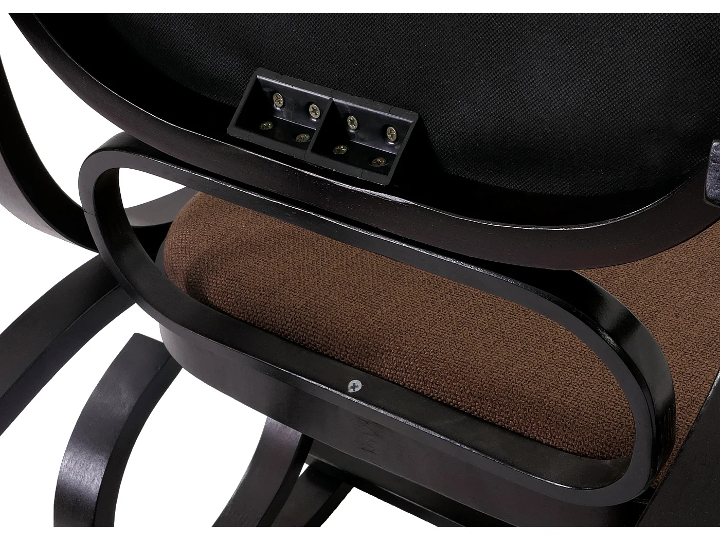 Fauteuil à bascule Gallarate,  imitation noyer, tissu marron